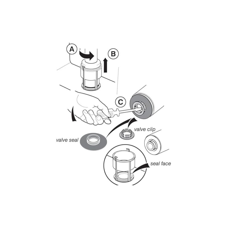 Flush Valve Seal & Clip Black Rubber for Ideal Standard