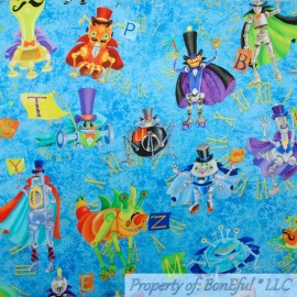 Quilting Treasures BonEful Fabric FQ Cotton Quilt Color Monster Robot Boy Kid Alphabet Letter SALE