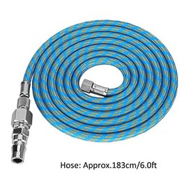 Airbrush Hose 6 Foot Nylon Braided Air Hose Standard 1/8 - 1/4 Inch Size with Adapter Connection on Both Ends