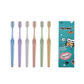 Teeshug Dual Ultra-Fine Bristle Wide Toothbrush Gentle 6-Pack All-in-One Toothbrush / 티스허그 이중 초극세모 광폭칫솔 젠틀 6개입 올인원 칫솔