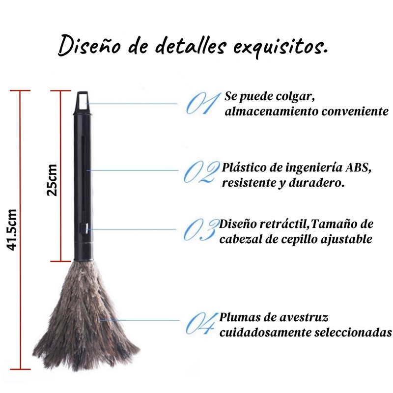 2 Piezas Plumeros de Plumas de Avestruz - Plumero Extensible