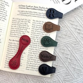 Marcapáginas de cuero magnético personalizado - Marcapáginas de imán personalizado grabado con iniciales - Clips magnéticos para libros - Regalos perfectos para amantes de los libros, para él o
