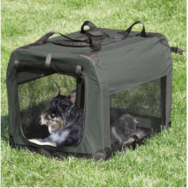 PurePet Dog Crate Soft Side Collapsible Charcoal Sturdy Light Weight Portable Travel - Medium