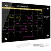 Glass Dry Erase Whiteboard,Monthly Calendar Whiteboard,18" x 24",Frameless Glass White