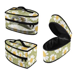 ZCFYGDX Cartoon White Daisy Print Iron Organizer with Handle – Dustproof Travel Iron Storage Bag, Smooth Zipper Durable & Protective Carrying Case for Full-Size Irons, 11.8x6.69x5.5 In