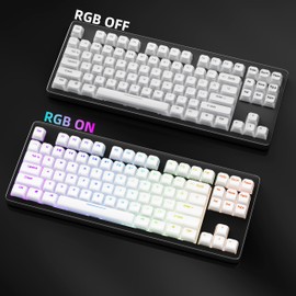 White Pudding pbt doubleshot keycaps - Shine Through Keyboard Set for mx Keys, Silent Mechanical Keyboard & Gaming Keyboards (135 Keys) - OEM Profile, Universal fit for Light up Mechanical layouts