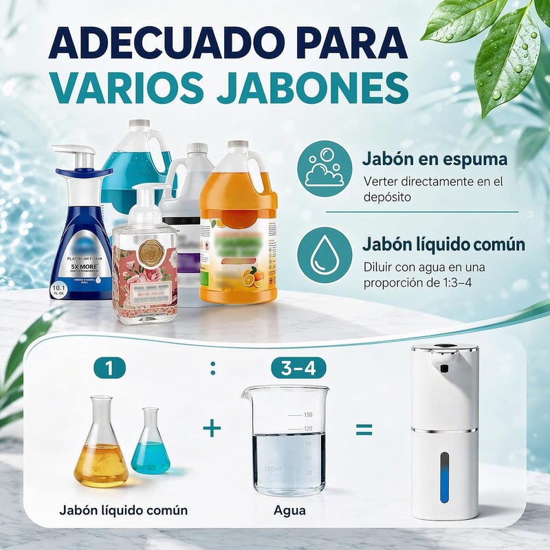 KTMOUW Dispensador de Jabon Automático Sensor Lnteligente Sin Contacto