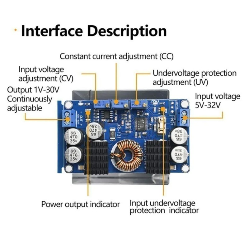 ARCELI LTC3780 DC-DC 5V-32V to 1V-30V 10A Automatic Up-Down Regulator