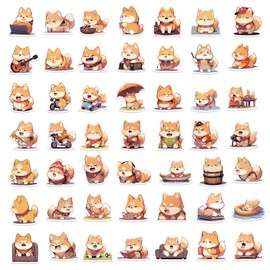 Cute Doge Stickers 50PCS Dog Stickers Kawaii Cartoon Waterproof Decals for Laptops Trackpads Keyboards Skateboards Luggage Water Bottles Scrapbooks BikesTravel Case