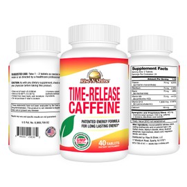 RISE-N-SHINE Time Release Caffeine with L-Tyrosine, Thiamine, Vitamin B6, Vitamin B12, Thiamin & More - Energy Supplement for Women and Men - 40 Tablets