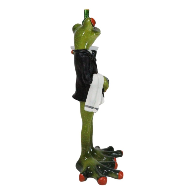 Green Toad Frog Silver Service Butler With Wine Glass And