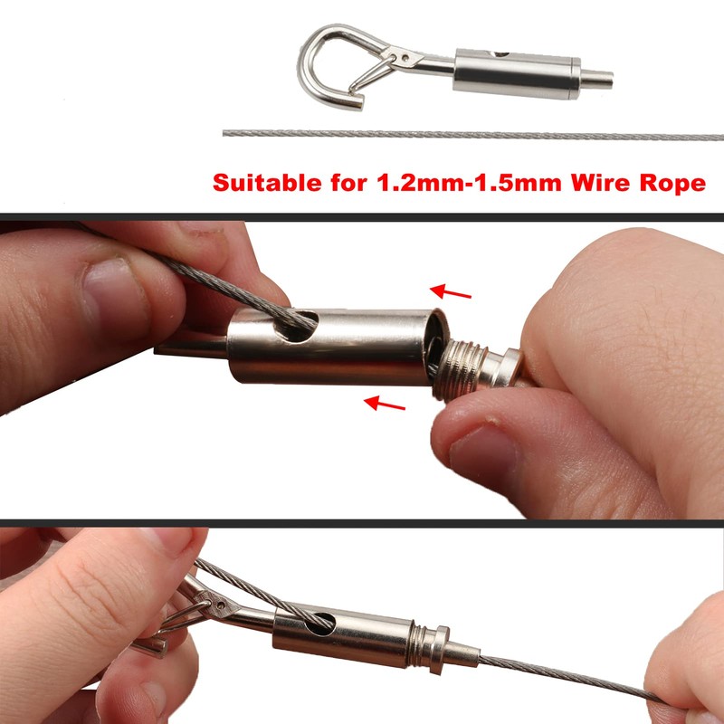 SPEEDWOX 6 Pcs Adjustable Hooks Steel Wire Rope Hanger, Portable