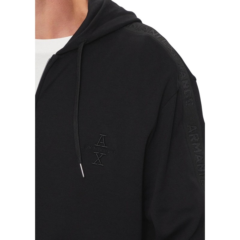 Armani Exchange Men's Logo Tape Cotton Interlock Zip Up Hooded