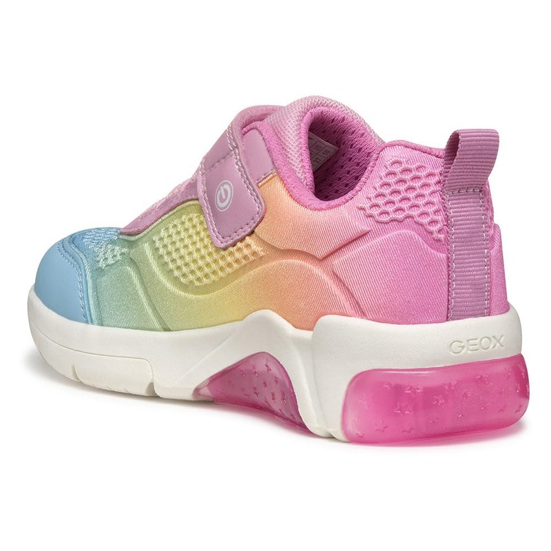 Geox Girls' J Fadinlight Girl C Trainers, Pink multi-coloured, 34