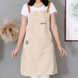 Stylish Canvas Apron for Cafe and Kitchen Workshop Brown
