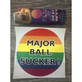 Prank “ Major Ball Sucker “  Rainbow Gag Prank Gay Bumper Sticker Decal Free Gift New