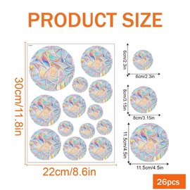 DAAIZIII Pack of 26 Prism Window Stickers, Suncatcher Stickers, Round Prisms Window Stickers, Rainbow Window Film, Birds Anti-Collision, for Door Windows, Dining Room, Bedroom