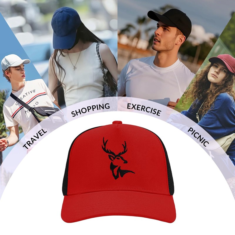 Deer Hunting Hat for Men, Adjustable Mesh Trucker Hat for