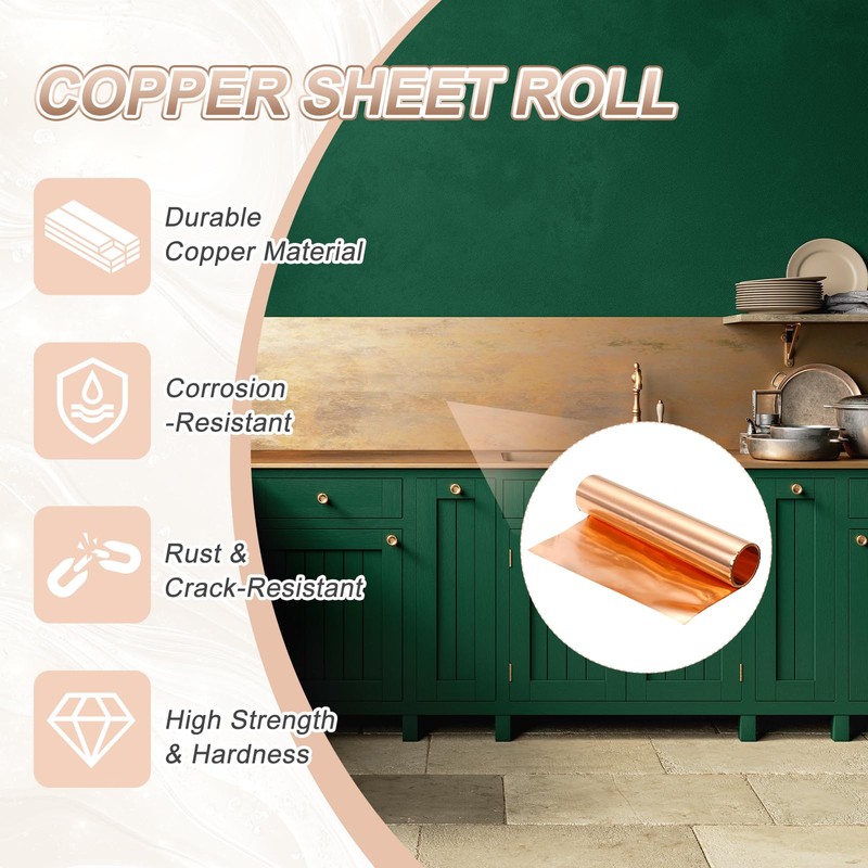 PATIKIL 0.1mm x 10mm x 4000mm Copper Sheet Roll, 99.9%