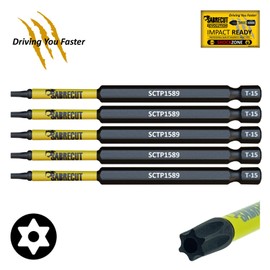 5 x SabreCut SCTP1589_5 89mm T15 TX15 Torx Tamper Proof Security Magnetic Impact Screwdriver Driver Bits Set Heavy Duty