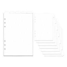 2 Set A5 Binder Dividers White Plastic Index Divider Blank Side 7 Tabs Top 5 Tabs Planner Insets 12 Sheets Refillable Page Protectors for 6 Ring Binder Notebook