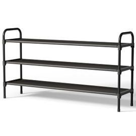 Kitsure Extra-Long Shoe Rack for Closet, Shoe Organizer for Front Door Entrance, Stackable Shoe Shelf, Detachable Closet Organizers and Storage, 39.0" Wide - 3 Tier, Black