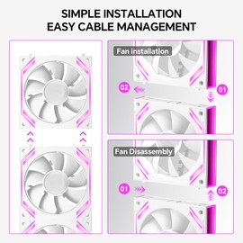 G120Pro - Paquete de 3 ventiladores ARGB con conexión de cadena margarita de 120 mm, velocidad de hasta 1800 RPM para enfriador de cajas de computadora (blanco)