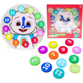 Toyland® Cocomelon Wooden Learning Clock Puzzle - Learn to Tell The Time - Toddler Toys Age 3+