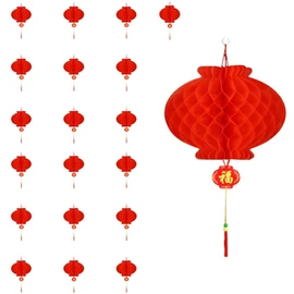 KYMY 20pcs Chinese Red Paper Lanterns,Red Hanging Round Decorative Chinese Paper Lanterns for Chinese Lunar Dragon New Year,Spring Festival, Wedding Celebration 2026 (30cm-11.8inch)