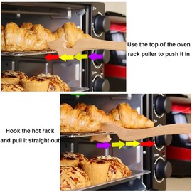 Wooden Oven Rack Puller,Shelf Puller,Long Handle Oven Puller Pusher Stick for Toaster Oven Air Fryer Baking Grilling Cooking,11" Length