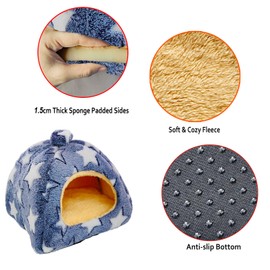 GINIDEAR Guinea Pig Bed, Guinea Pig Hideout House Accessories Warm Bed for Small Animals Hamsters Chinchillas Dwarf Bunnies Hedgehogs. S, Grey Stars.