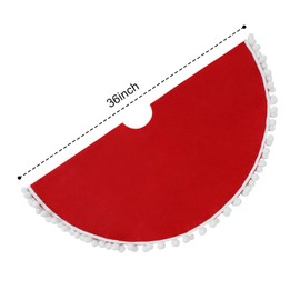 Slsxip - Falda de árbol de Navidad no tejida, falda de árbol de Navidad de 36 pulgadas con pompones rojos, decoración interior de día festivo de temporada (rojo, 36 pulgadas)
