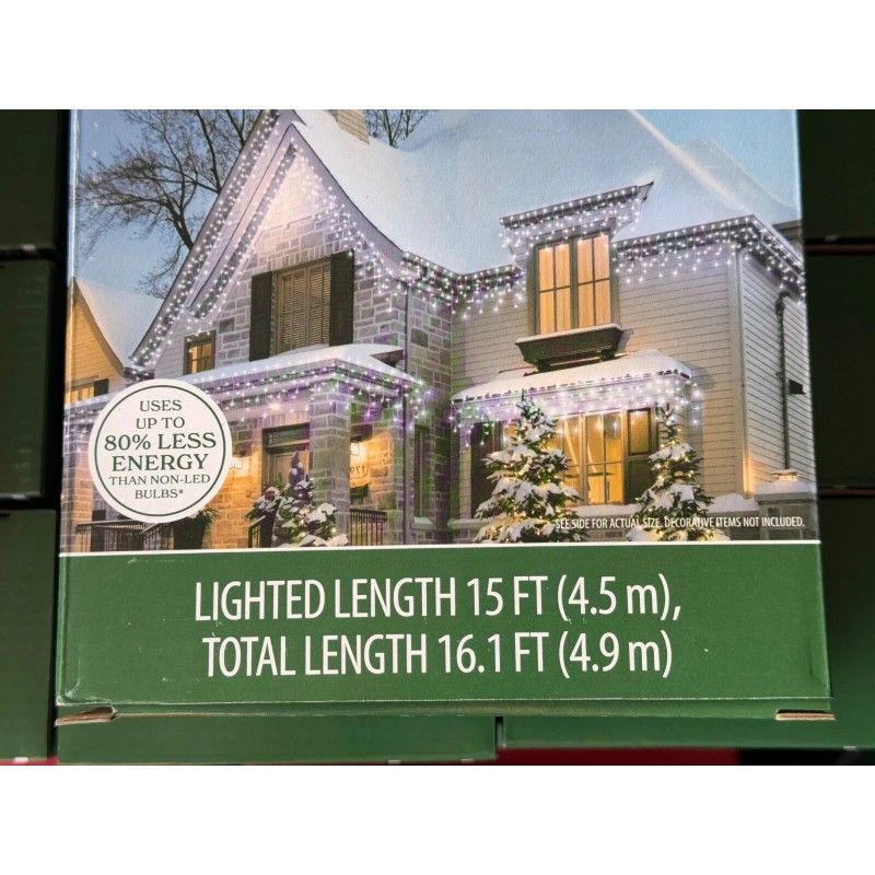 Holiday Time 200-Count Cool White LED High-Density Icicle Lights white