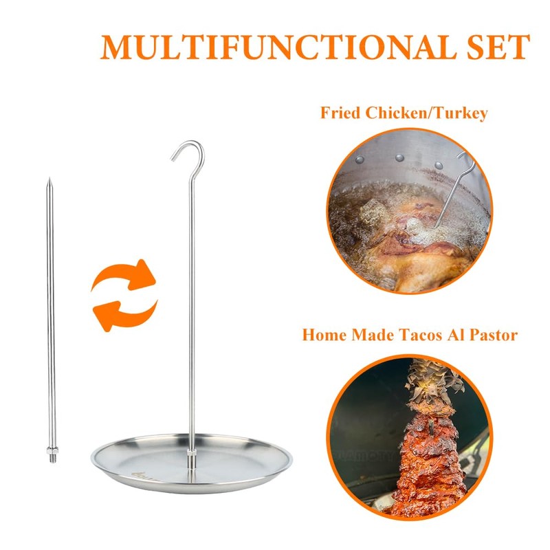 DOLAMOTY Upgraded Multifunctional Turkey Fryer Stand Kit Vertical Skewer, BBQ
