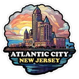 Atlantic City New Jersey Sticker 4 Inch - Waterproof Vinyl Decal for Laptop Water Bottle Car Tumbler - Durable Aesthetic Long-Lasting Stickers for Adults ID44990