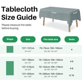 WenYa PVC Table Cloth Wipe Clean Tablecloth Wipeable Plastic Tablecloths, Rectangular Waterproof Table Cover Protector for Picnic Party Outdoor Indoor - Grey Green, 71x54in/180x137cm