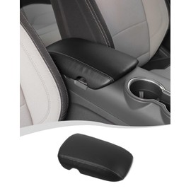 Hoolcar Armrest Pad Cover Center Console Lid Cover Compatible with Ford Mustang 2015-2025, Leather Replacement, Black