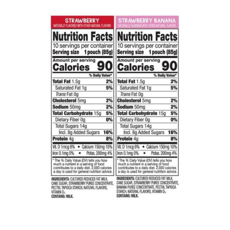 Generic GoGo SqueZ Yogurt, Strawberry and Strawberry banana (20 ct.)