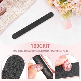Lima de unas profesional de doble cara de grano 100/180, lima de unas, lima de unas de color negro, herramienta de manicura y pedicura y limas de limpieza de unas