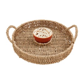 Mud Pie Splatter Seagrass Set, chip 2" x 12" dia | dip 2 1/4" x 3 3/4" dia, Brown