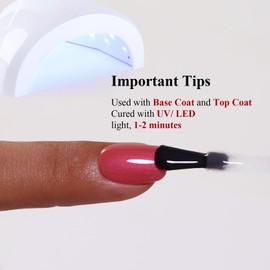 Glitter Gel Polish, Rose Red Pearl Glitter Nail Gel Polish Sparkle Shimmer Summer Rainbow Soak Off LED UV Gel for DIY Manicure 0.5 Fl Oz