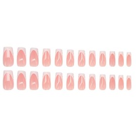 Advanced purple gradient style,Short almond-shaped nails,12 sizes - 24 nail kit with jelly glue + rubbing strips (White French nails)