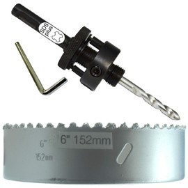 6" Carbide Hole Saw Kit (152mm) with Tungsten Hole Saw, SDS Plus Arbor with Masonry TCT Pilot Drill for Concrete, Cement, Ceramic, Tile, Brick, Drywall, Plaster, and Ceilings.