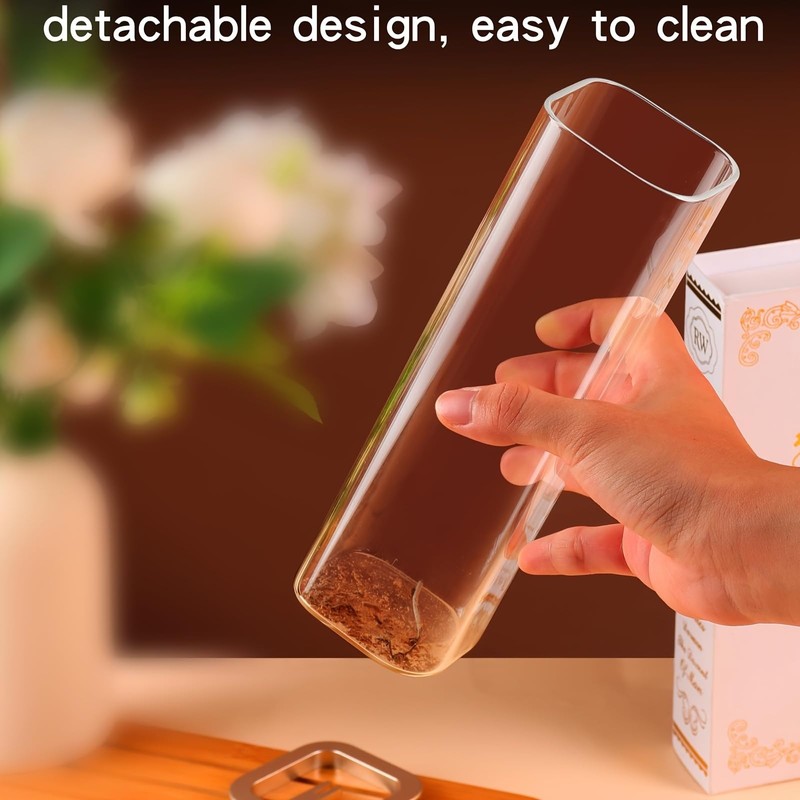 Glass Incense Holder with Metal Base for Meditation, Yoga, Spa