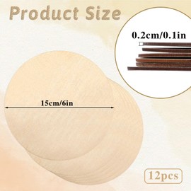 12 Pcs 6 Inch Wood Rounds for Crafts, Unfinished Natural Wood Round Circle Wooden Sign Blank for DIY, Painting, Engraving, Home Decoration, Door Hanger Sign