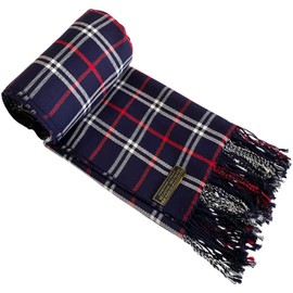 CJ Apparel - Bufanda para hombre con diseño de tartán nepalés, bufanda de segunda mano, bufanda para cara y cuello, Azul Marino Tartan, Talla única