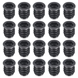 sourcing map 20Pcs Threaded Inserts, M10-1.5x20 Zinc Plated Carbon Steel Hex Socket Drive Screw-in Nut Threaded Inserts for Wood Working Tool and Accessories