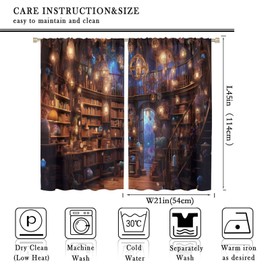 LOMADIA Bookshelf Blackout Curtains, Dream Books Library Bookcase Pattern Window Rod Pocket Thermal Insulated Curtain for Bedroom Living Room Home Office Home Decor Drapes 42x45in