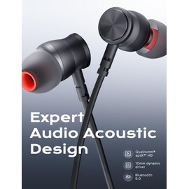 Rythflo Bluetooth Headphones, aptX-HD Wireless 5.0 Bluetooth Earbuds CVC 8.0 Noise Canceling Mic, in-Ear Magnetic Neckband Earphones 30Hrs Playtime, IPX7 Sweatproof Deep Bass Headset for Phone Music Sports