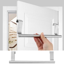 2 Pack Over Cabinet Towel Holder, Brushed Dish Towel Rack Bar for Kitchen
